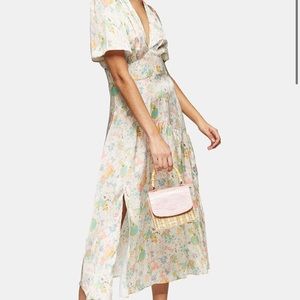 Topshop floral angel sleeve dress